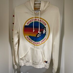 AVIATOR NATION NORTH SHORE RELAXED PULLOVER HOODIE - VINTAGE WHITE MEDIUM